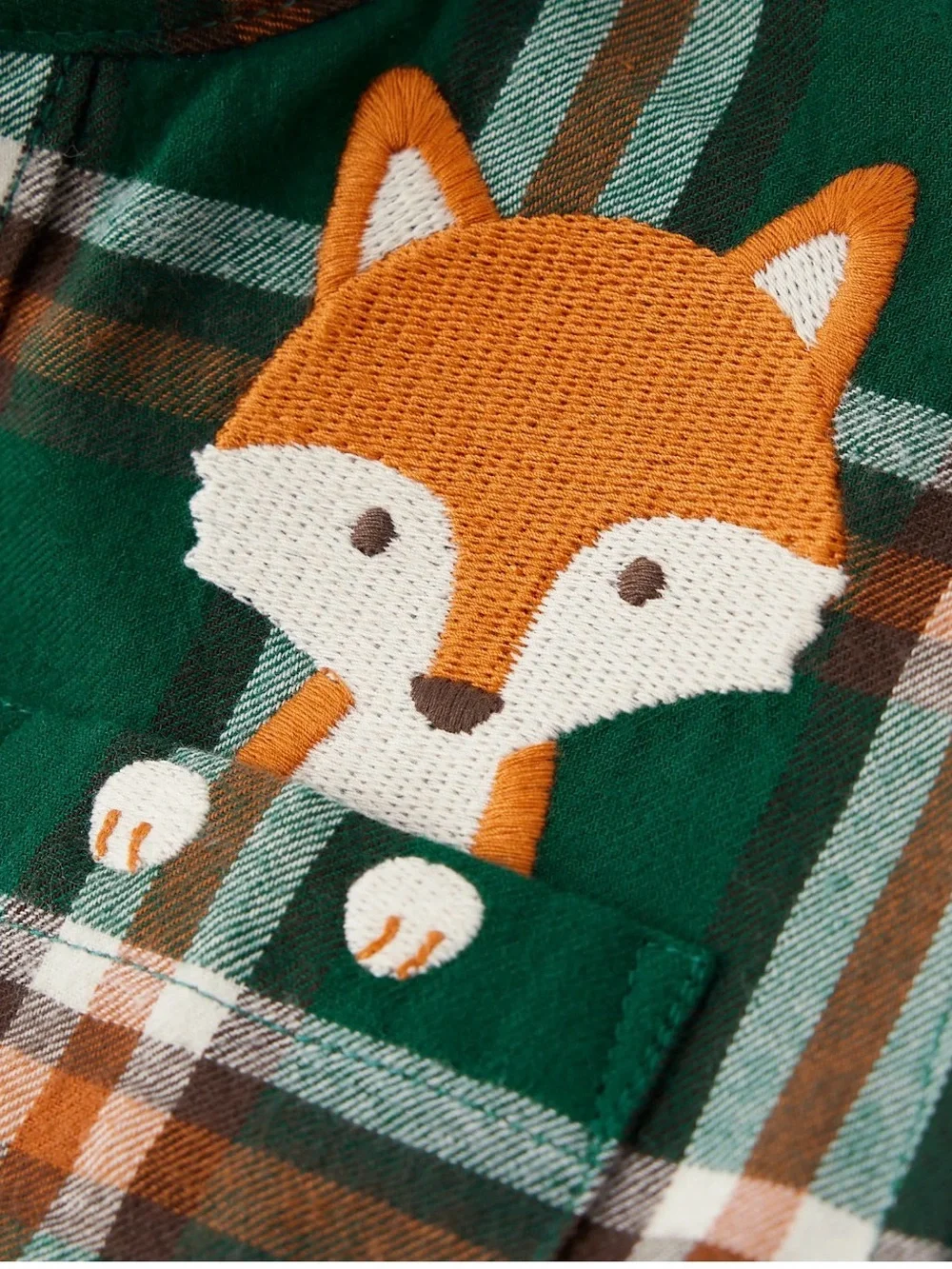 Gymboree Boys Plaid Embroidered Fox Flannel Fox Button-Up Shirt
